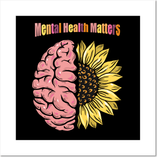 Brain Floral sunflower, Mental Health Matters Posters and Art